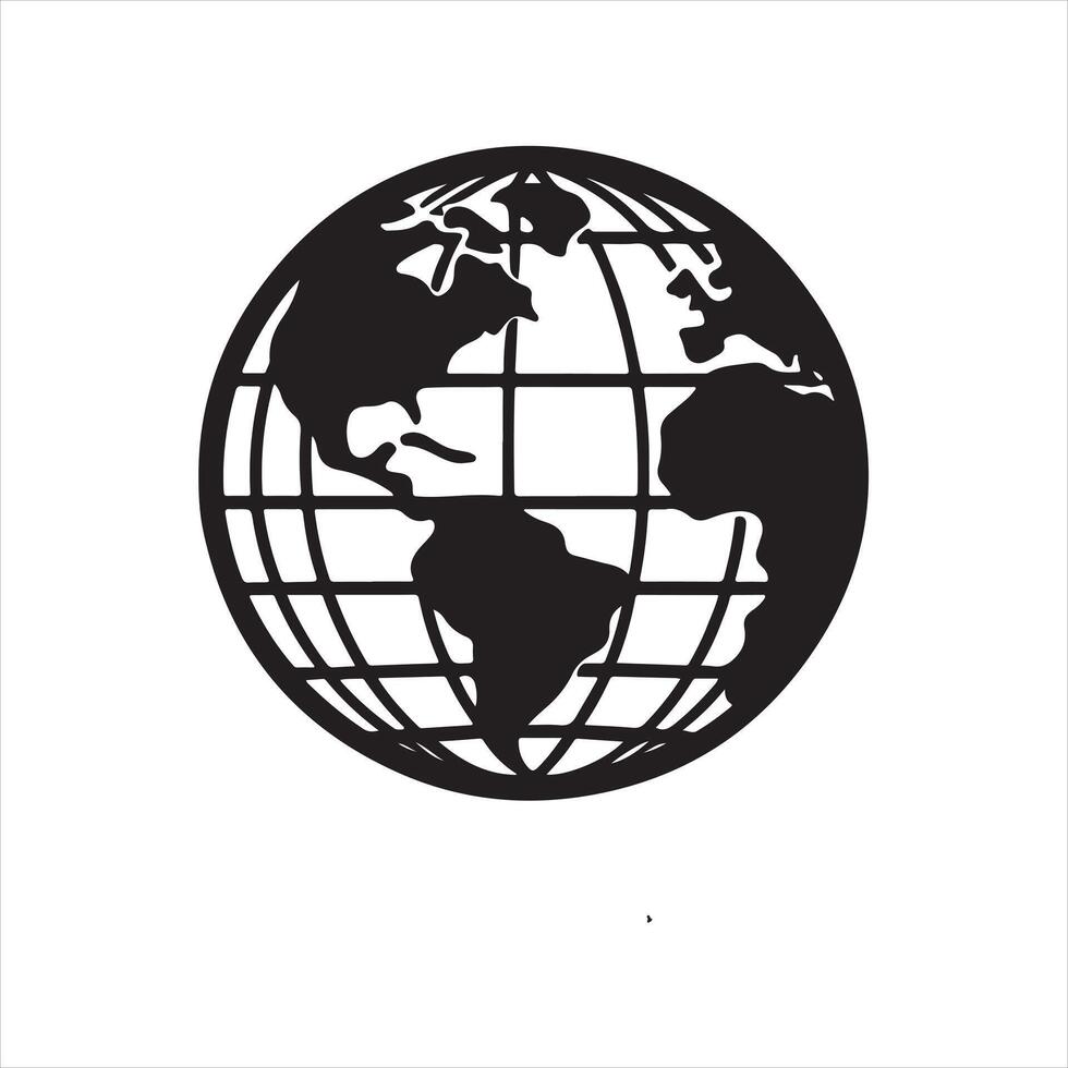 globe black silhouette on white background vector