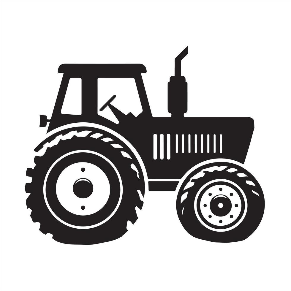Tractor black silhouette on white background vector