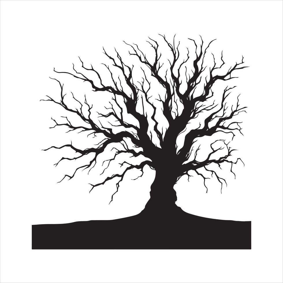 Dead Halloween Scary Tree silhouette on white background vector