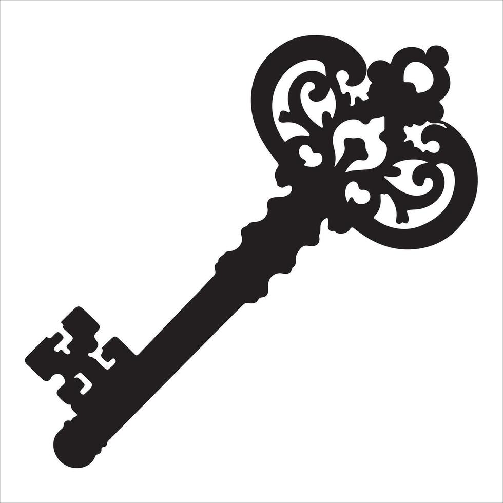 Vintage Key silhouette on white background vector