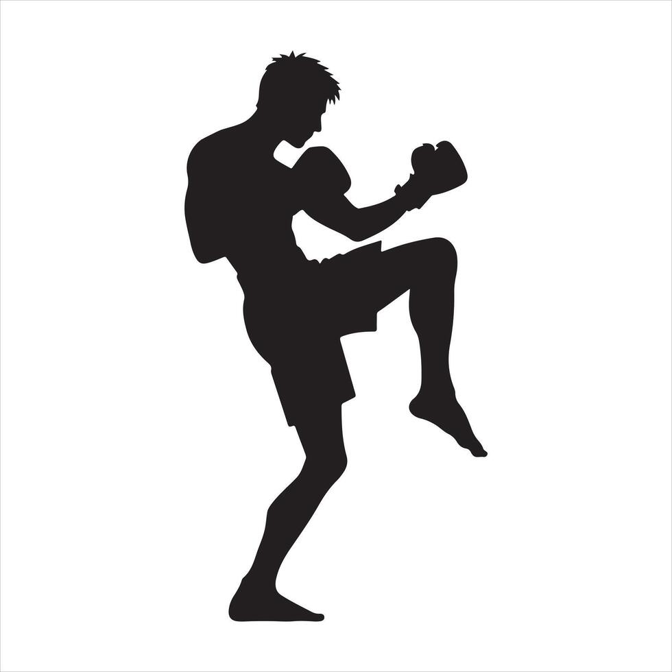 boxers silhouette on white background vector