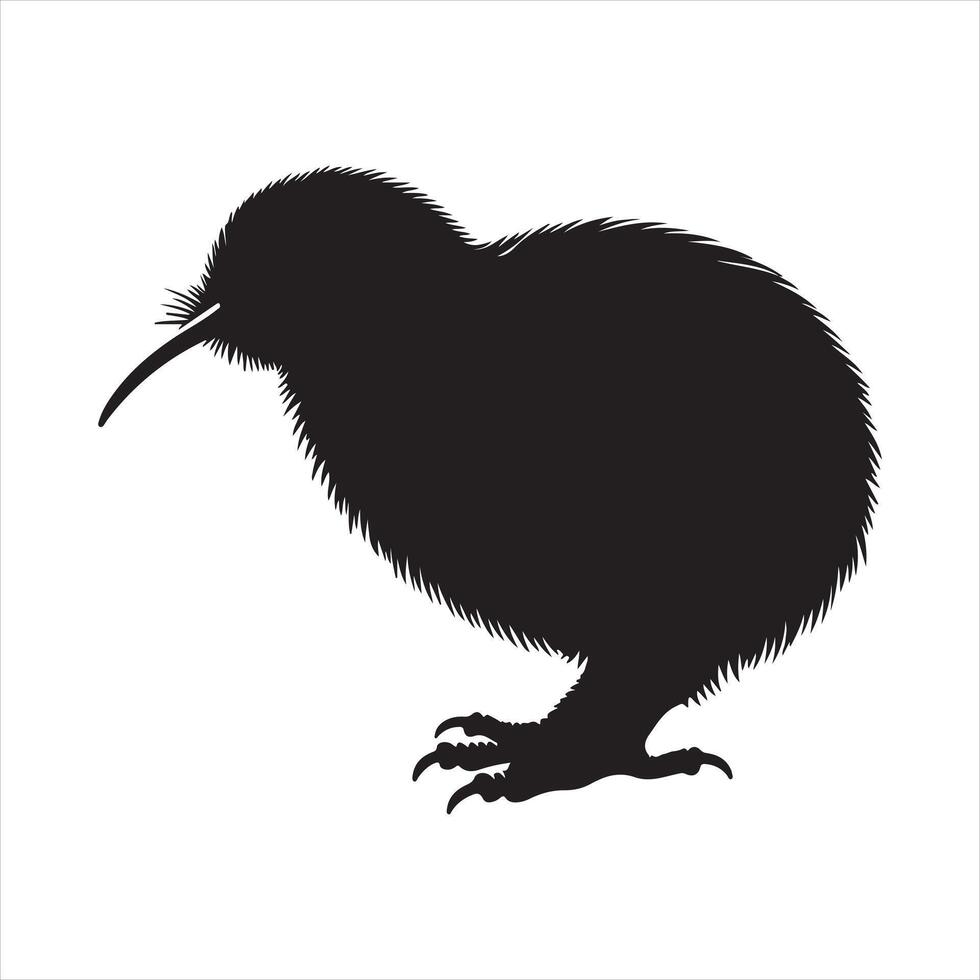 kiwi bird black silhouette on white background images vector