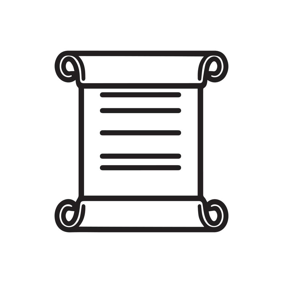 Rolled paper with text lines Icon design. vector