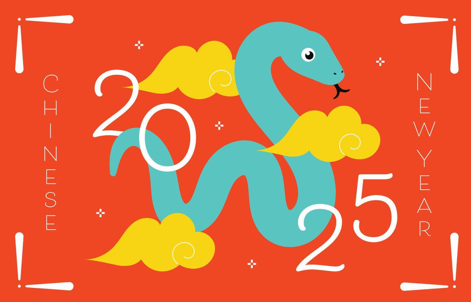 2025 Chinese New Year of the Snake. Cute snake illustrations, vertical design, cards, and banners. Chinese designs featuring snakes. Lunar New Year concept, fun cartoon modern style. vector