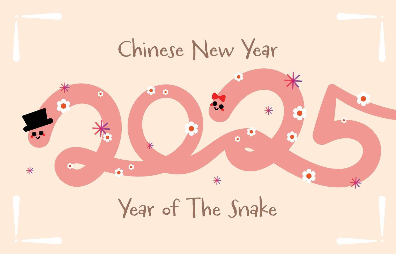 Chinese New Year 2025 Year of the Snake. Cute snake illustrations, vertical design, cards, and banners. Chinese designs featuring snakes. Lunar New Year concept, fun cartoon modern style vector