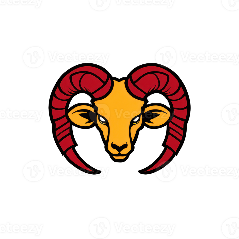 A ram head with red and yellow horns png