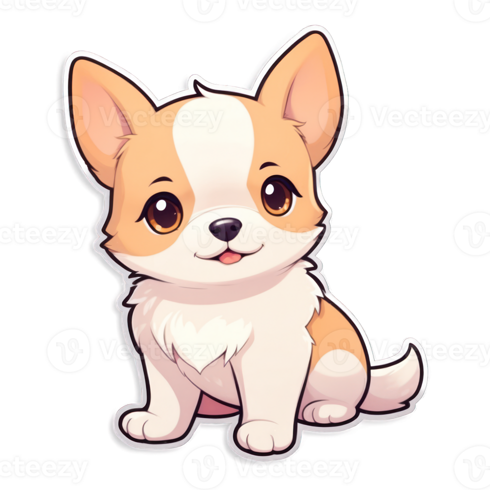 A cute little dog sticker with a big smile png