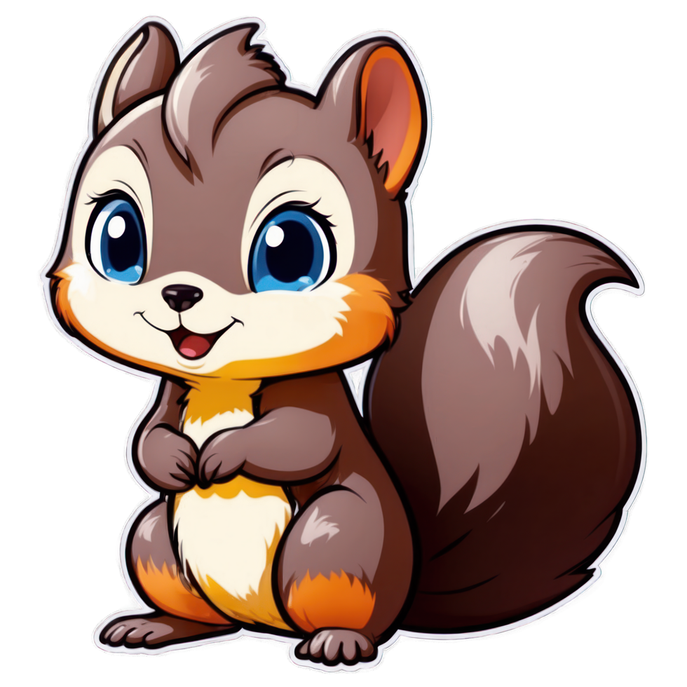 A cartoon squirrel with blue eyes and a big smile png