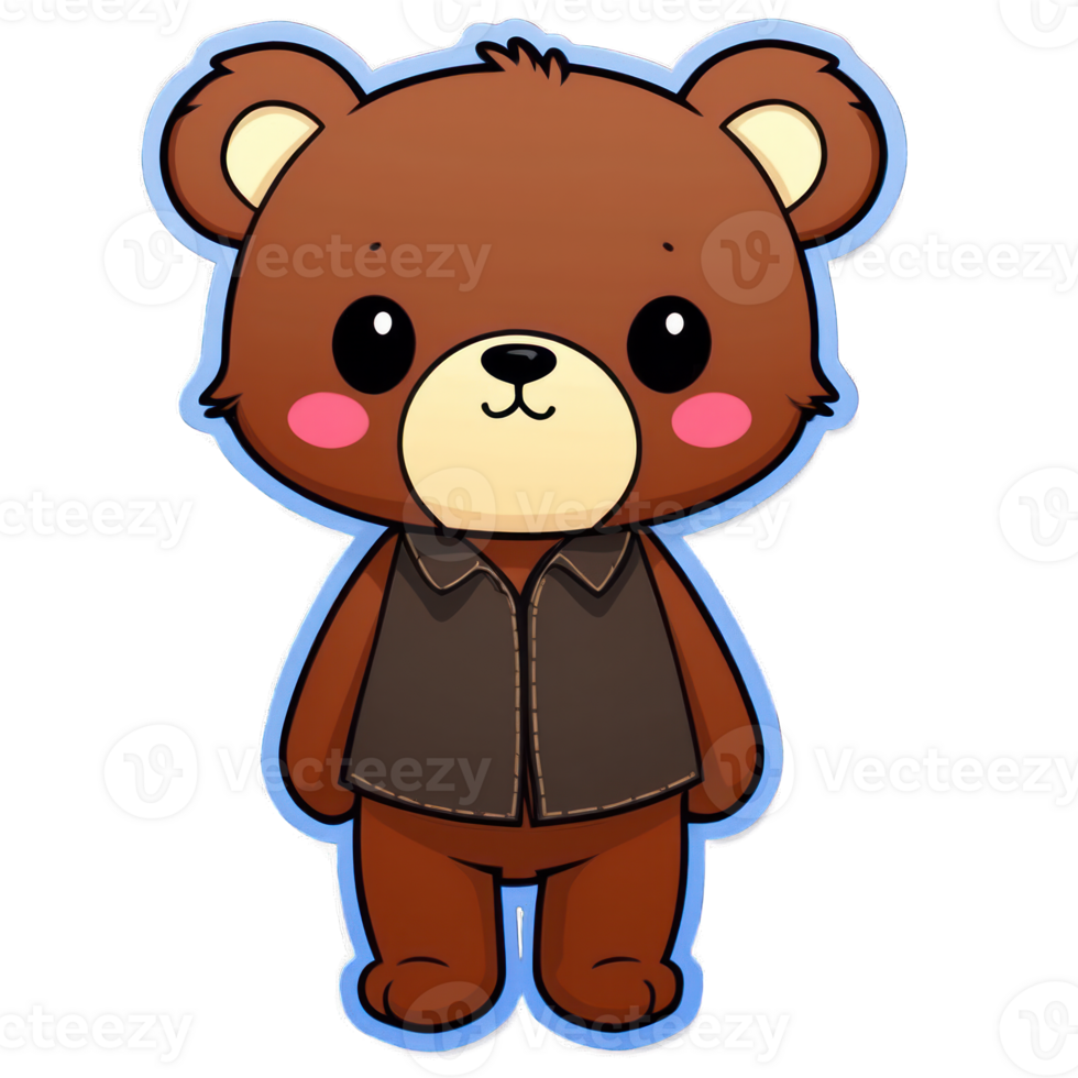 A brown teddy bear with a jacket on png