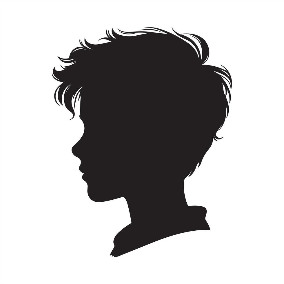 Child boy face silhouette on white background vector