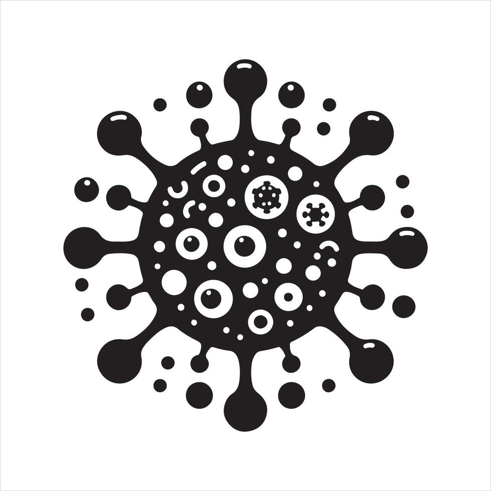 Virus icon, virus black silhouette on white background vector