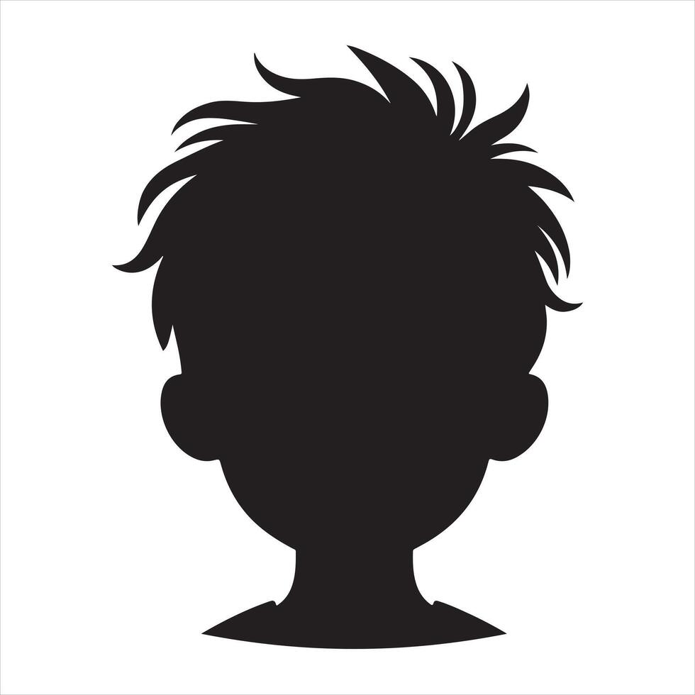 Child boy face silhouette white background vector