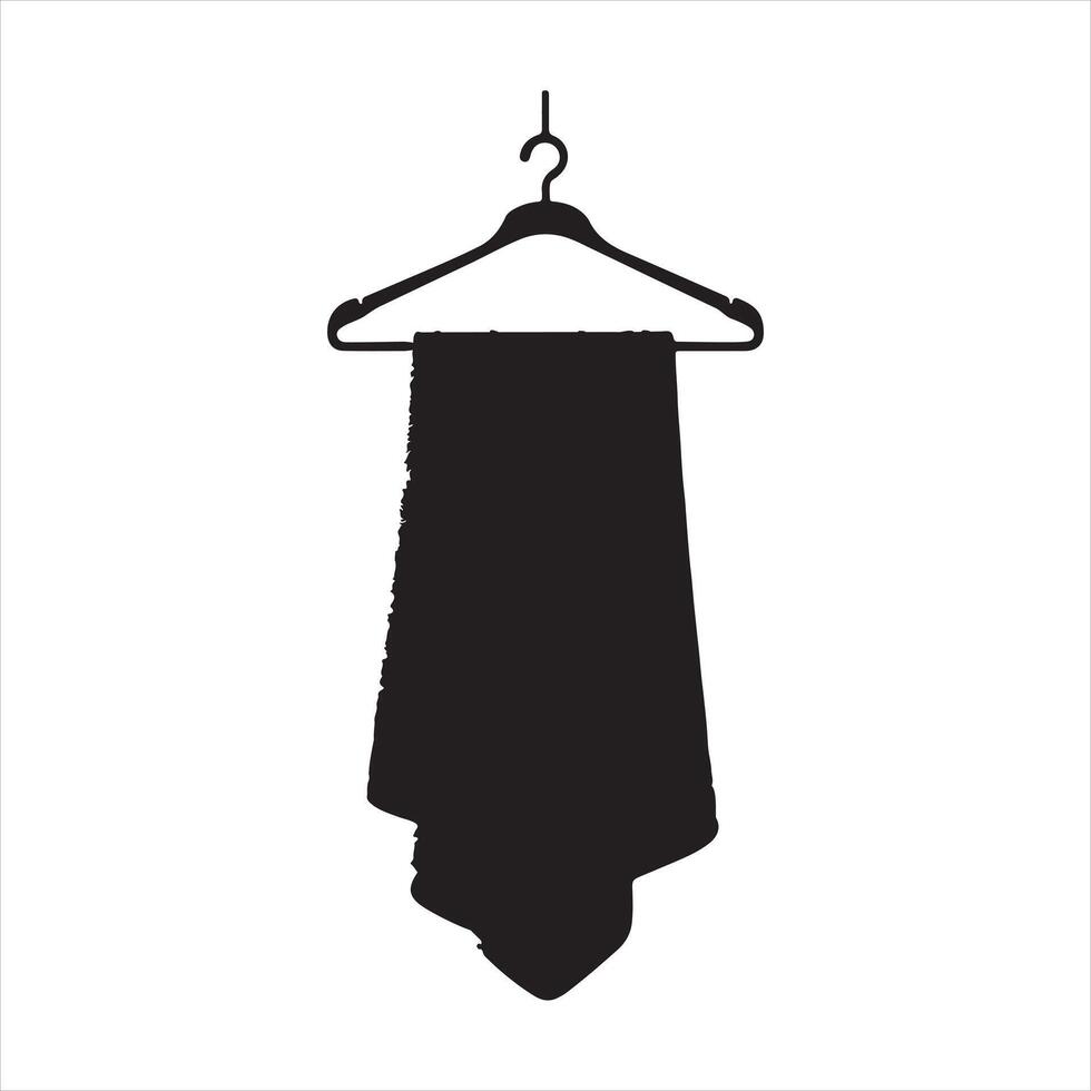 Hanging towel silhouette on white background vector