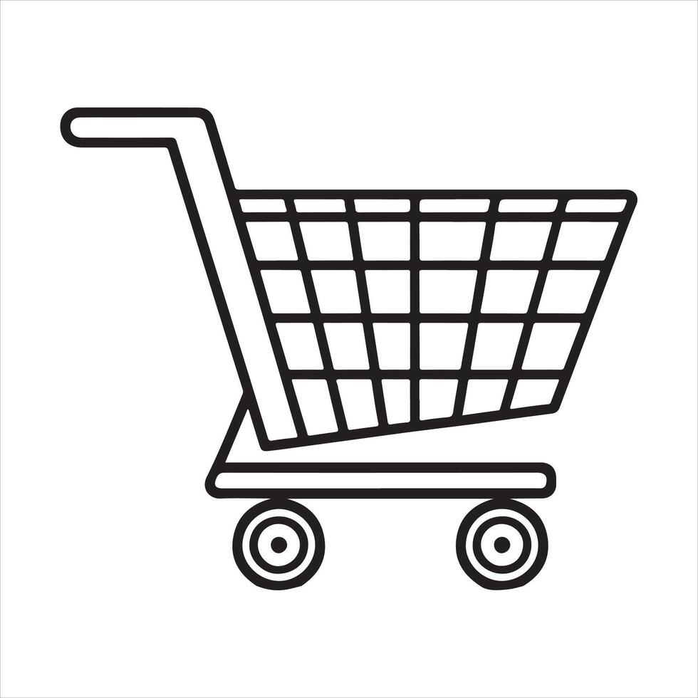 single one line Shopping Cart silhouette on white background vector