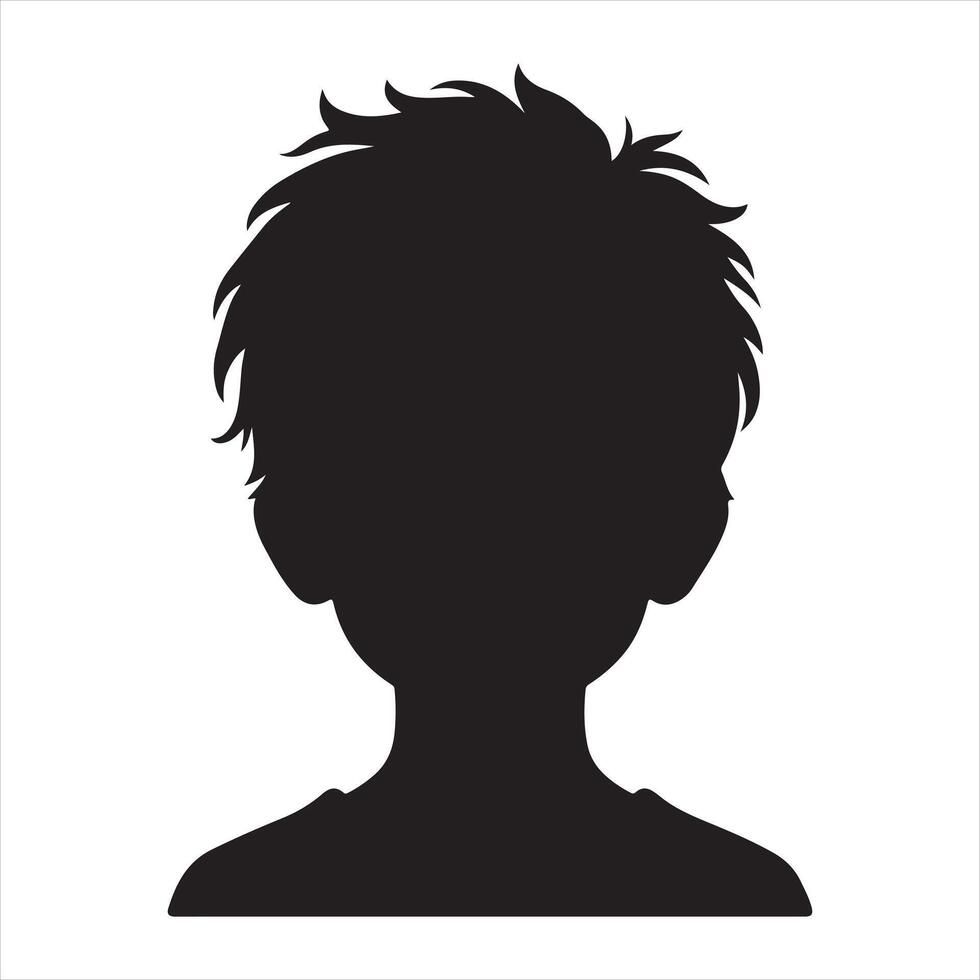 Child boy face silhouette vector