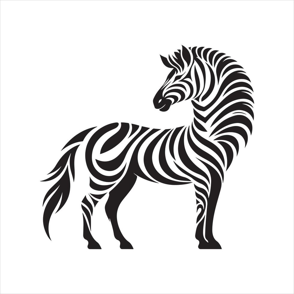 Stylized Zebra silhouette white background vector