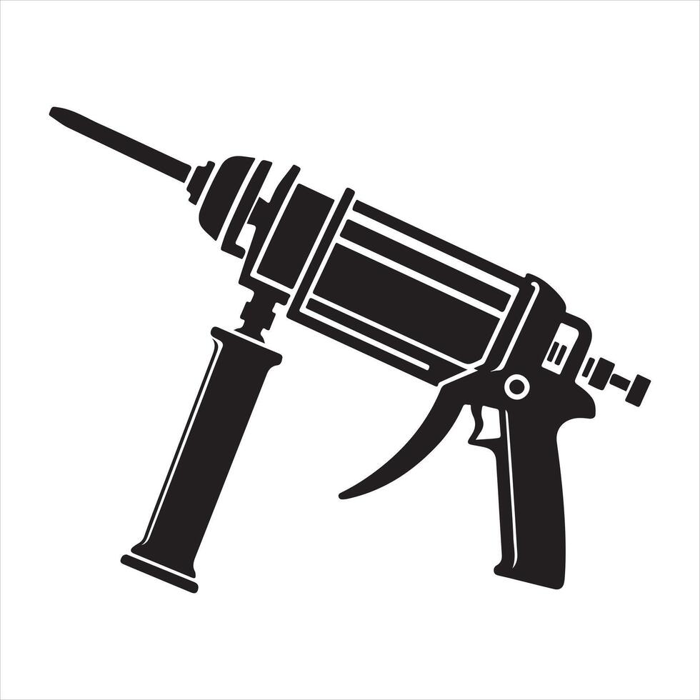 single one line Caulking gun silhouette on white background vector