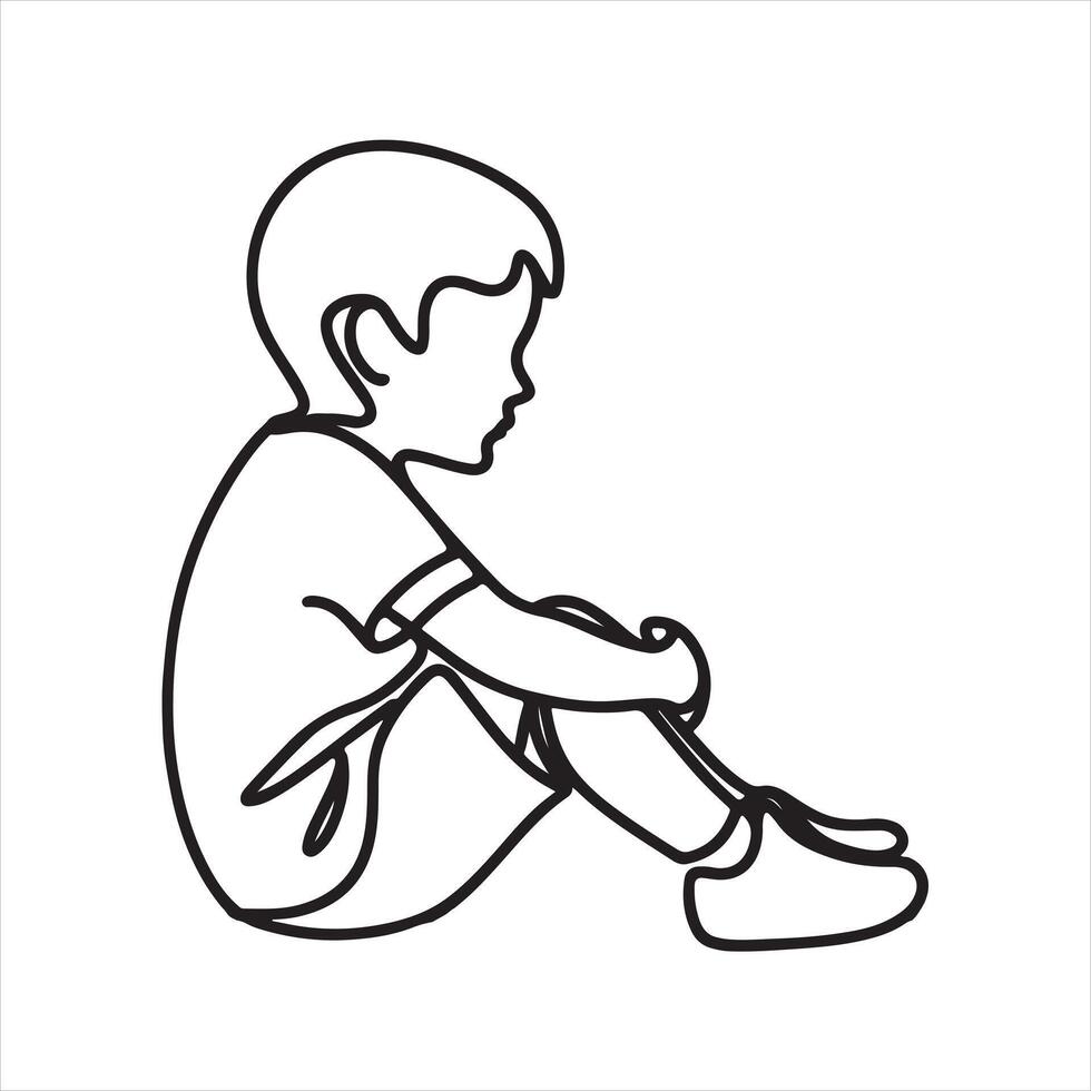 single one line Children silhouette vector