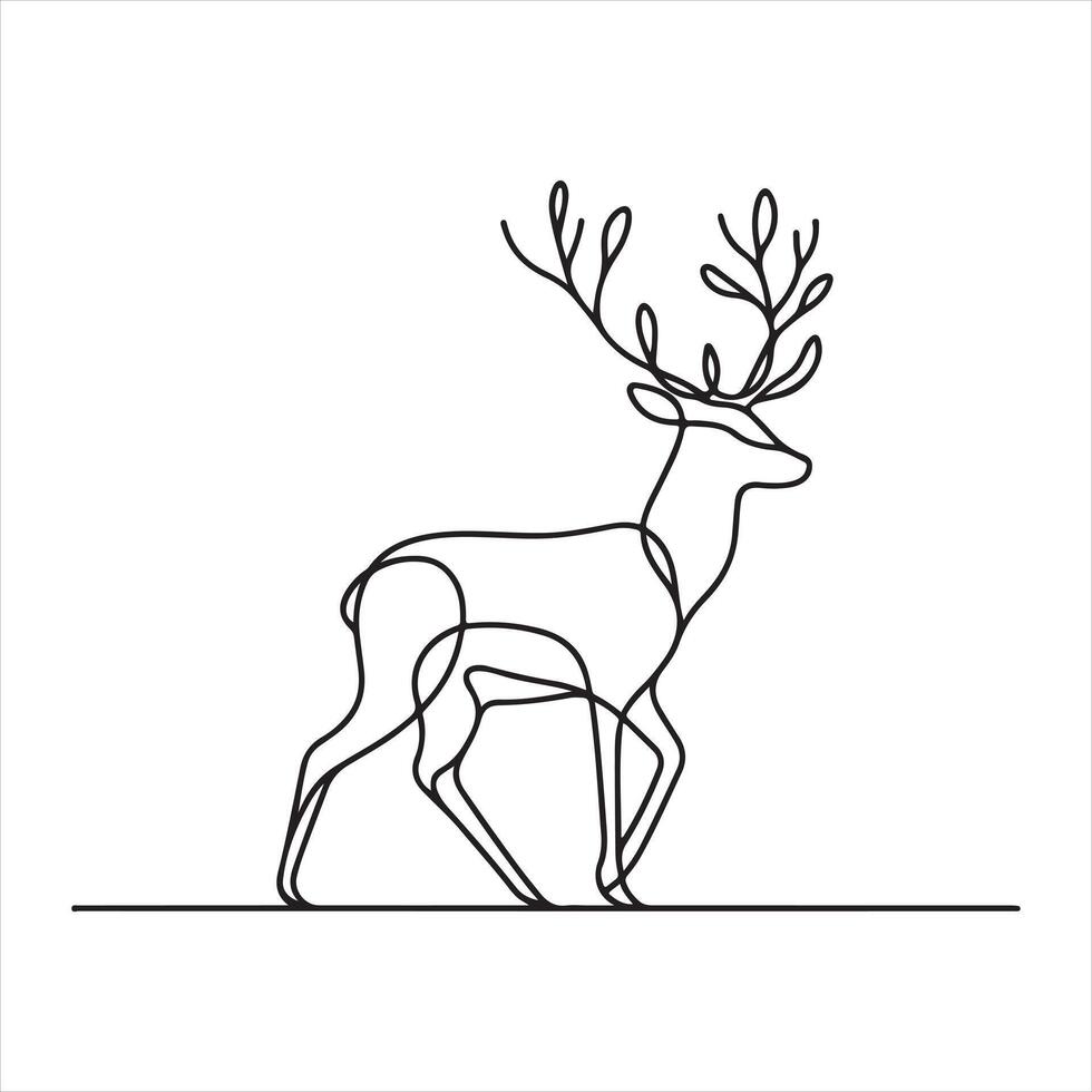 single one line deer silhouette white background vector