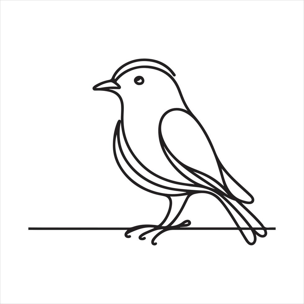 single one line bird silhouette on white background vector