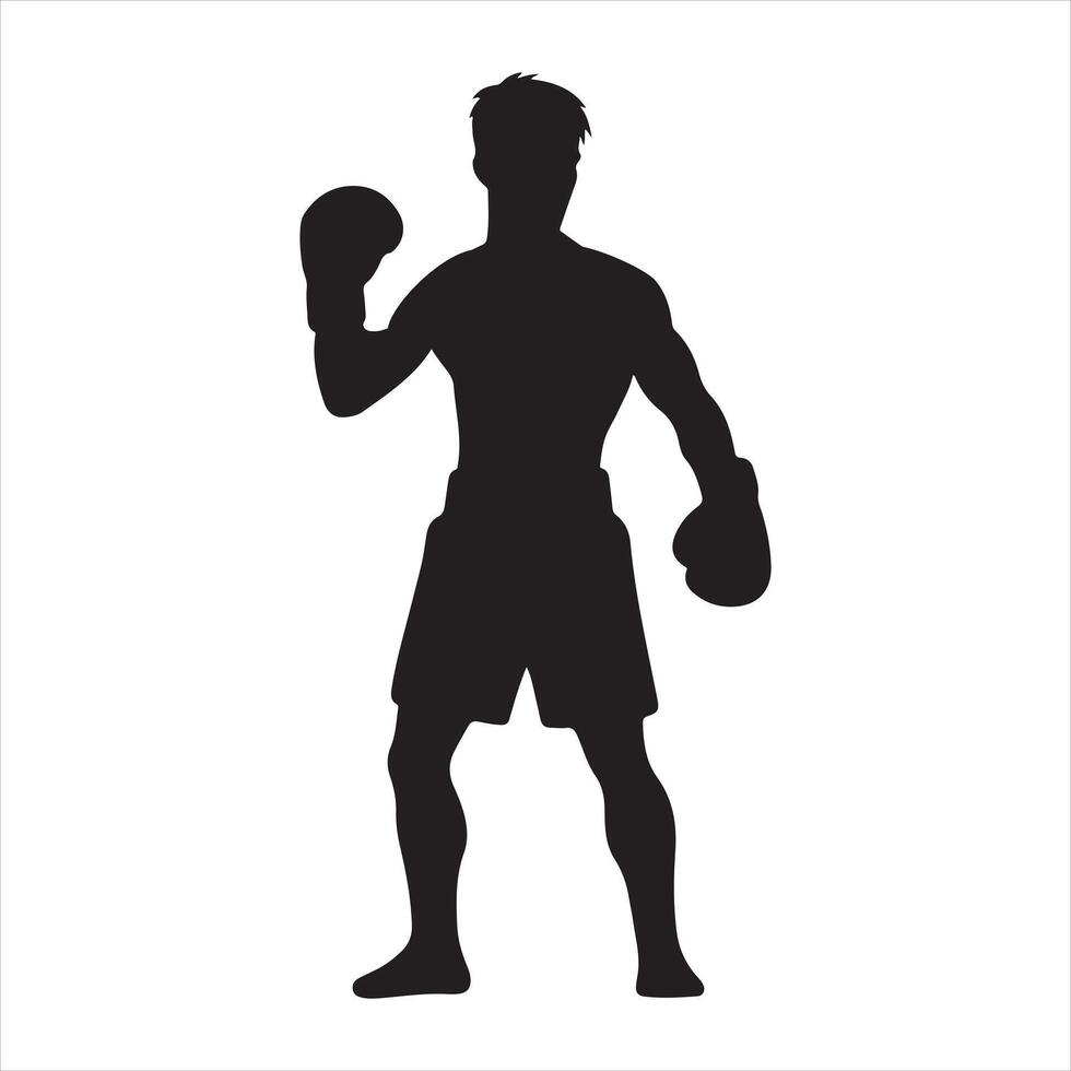 boxers silhouette on white background vector