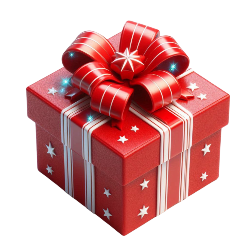 a red gift box with a bow on it png