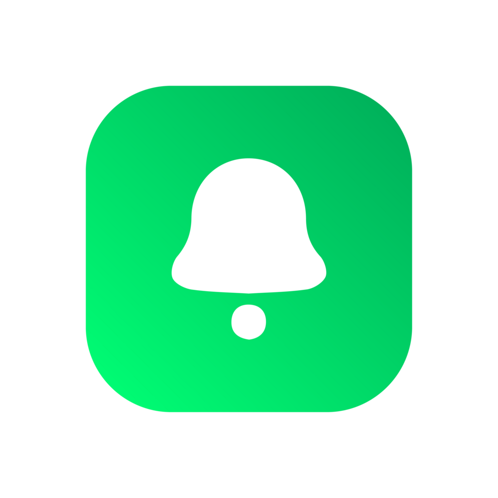 Notif icon on green shape gradient color png