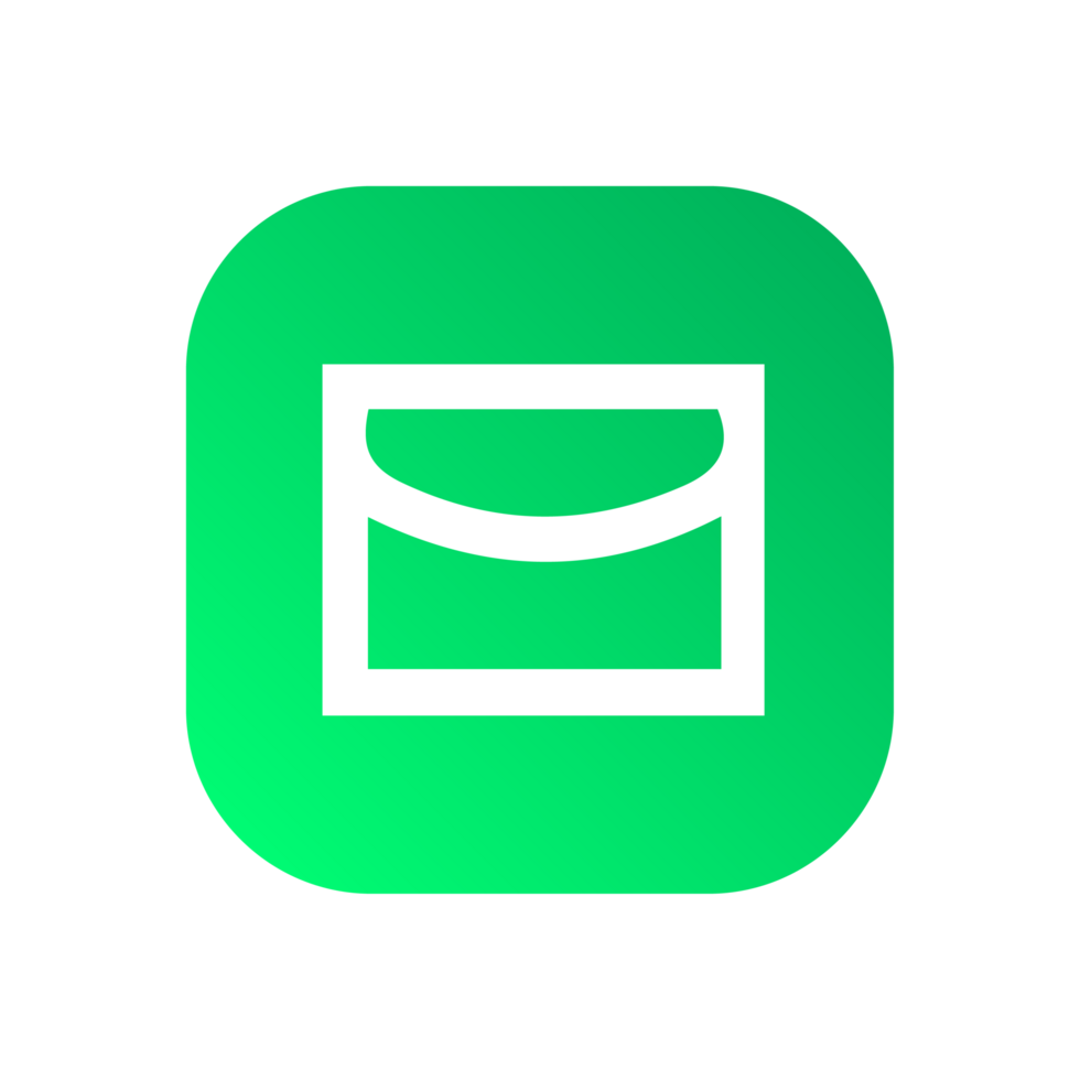 Email Message icon on green shape gradient color png