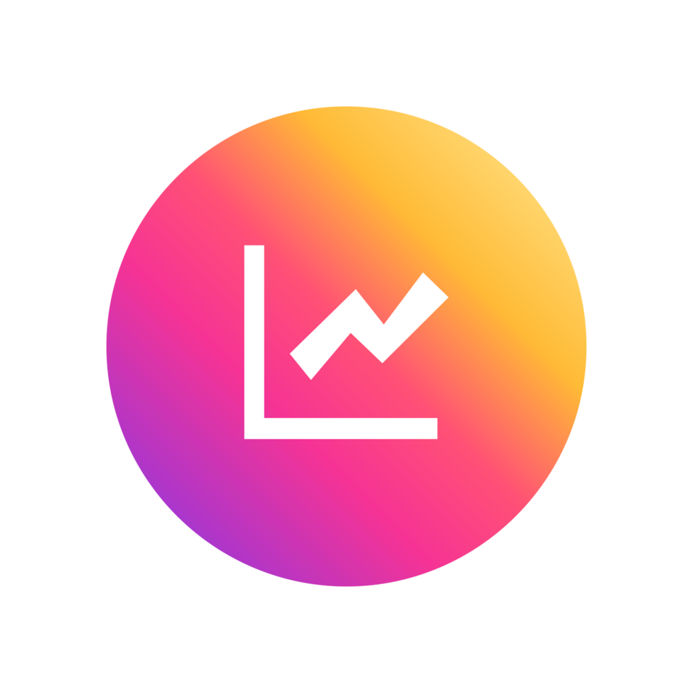 Graph icon white on gradient circle png