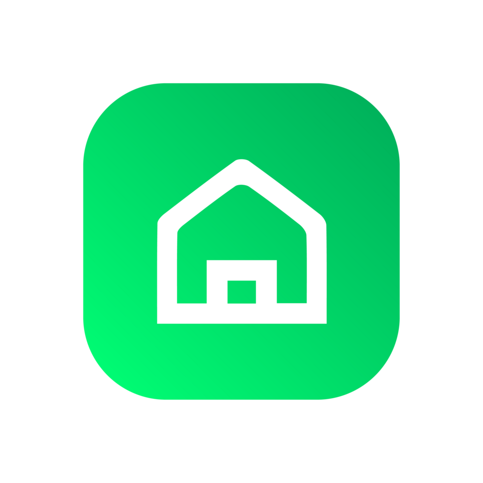Homepage icon line white on green shape gradient color png