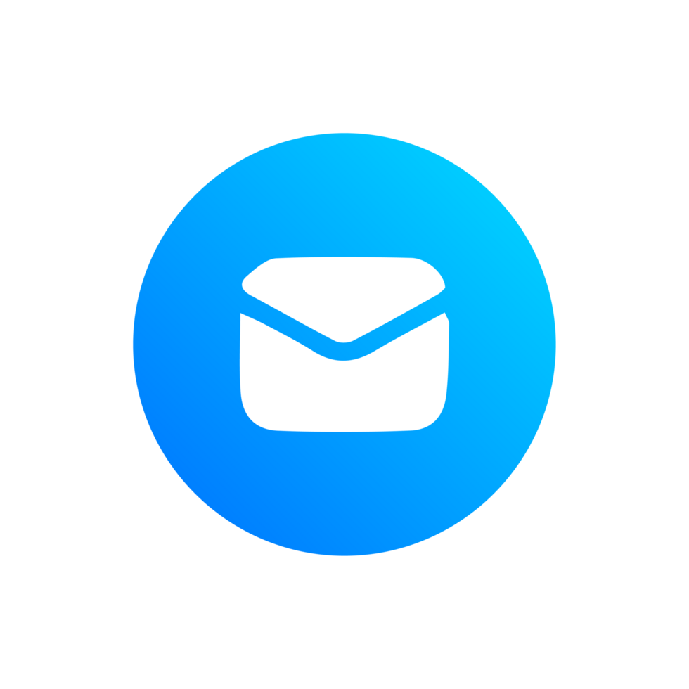 Email icon on blue gradien circle png