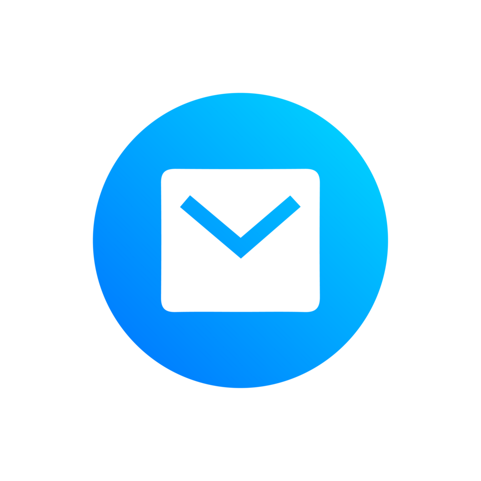 Email Icon Message Mail on blue gradien circle png