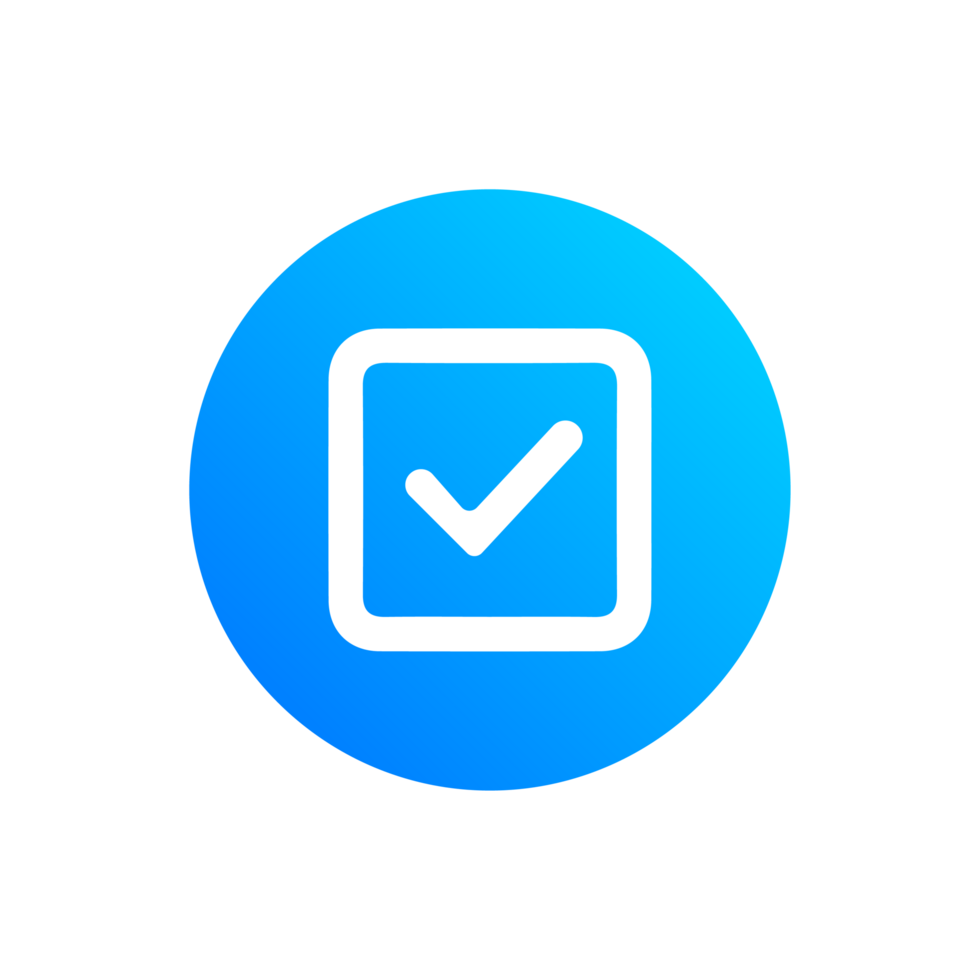 Mark Icon Symbol on blue gradien circle png