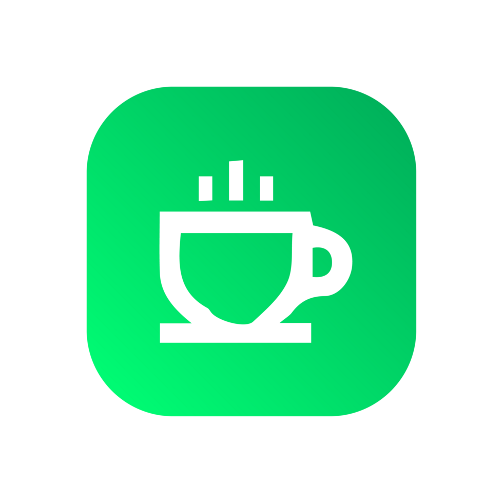 Drink icon on green shape gradient color png