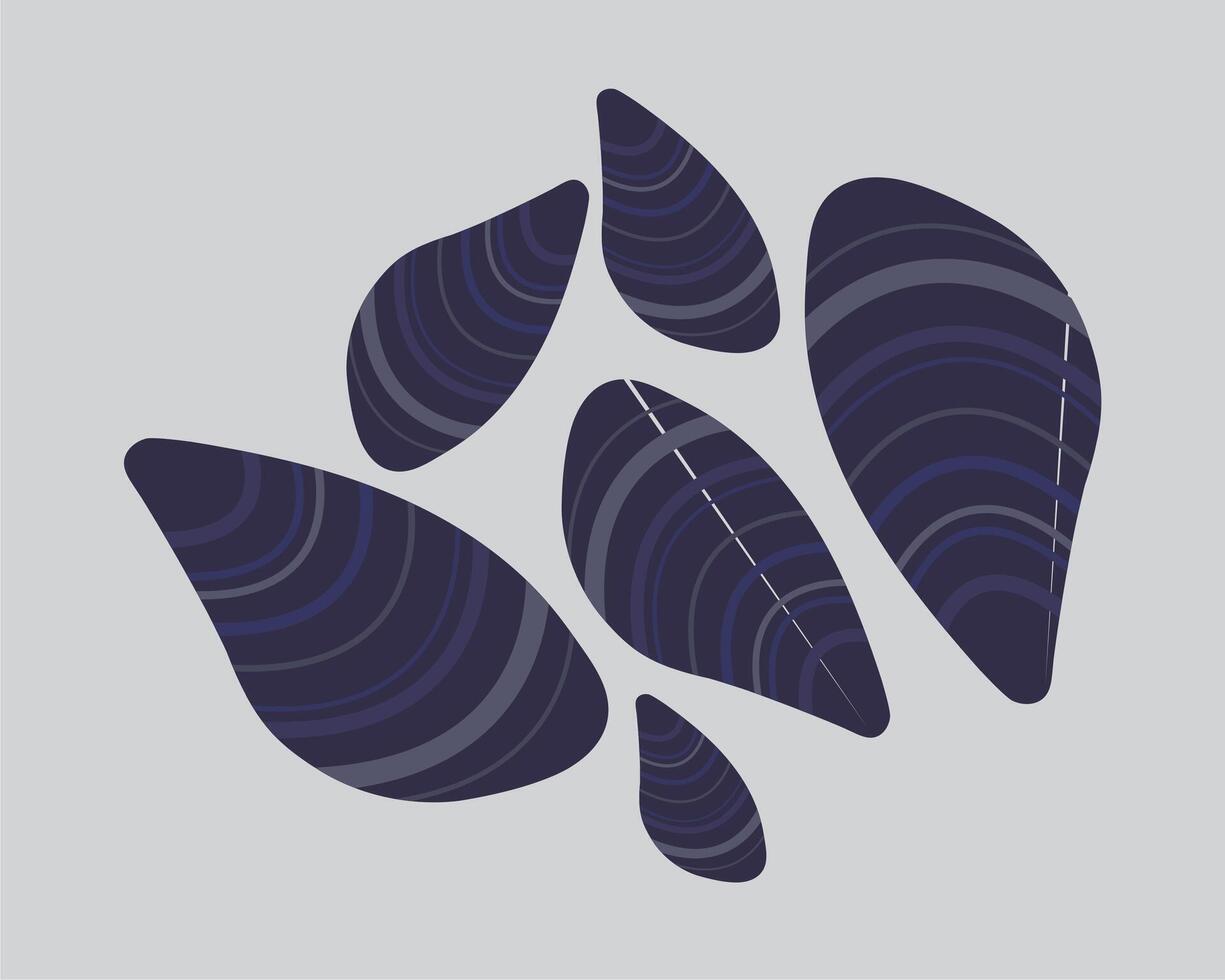 A blue and black leaf pattern on a gray background vector
