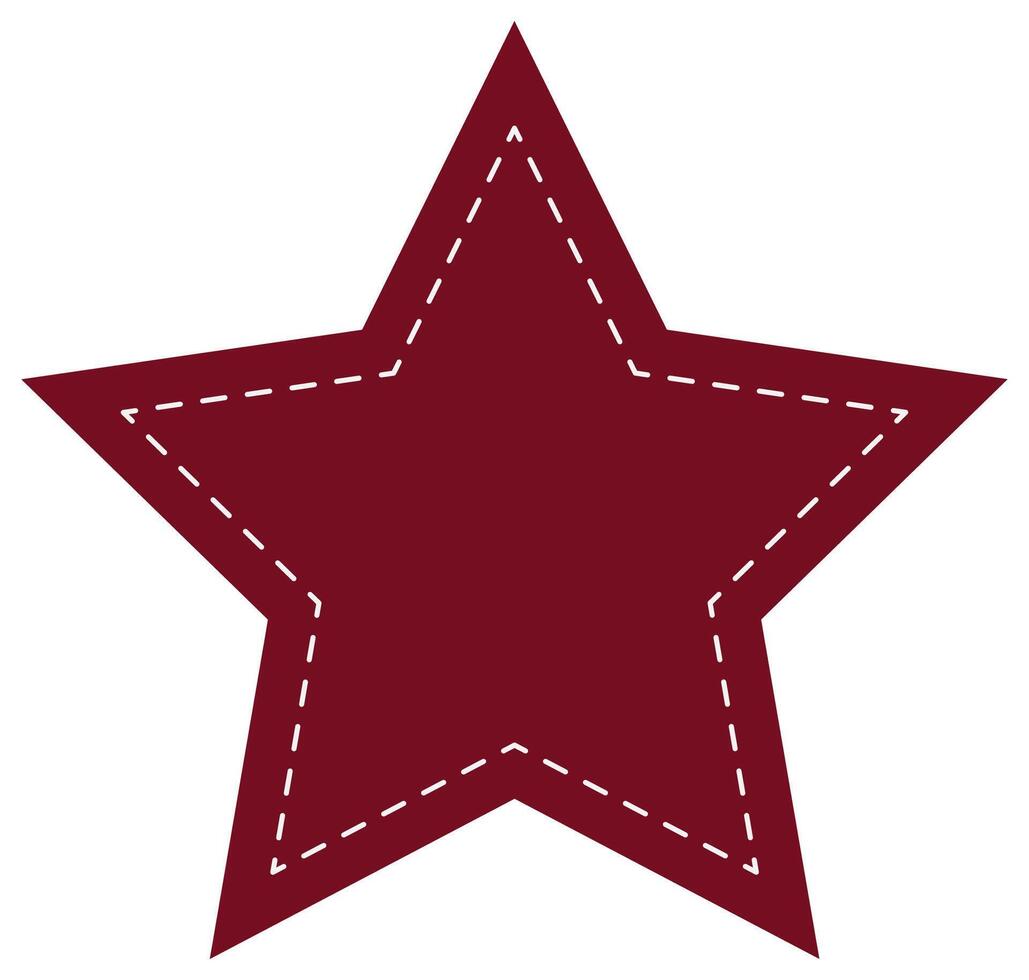 Flat icon of star shapes with dotted stitches isolated on white background. vector