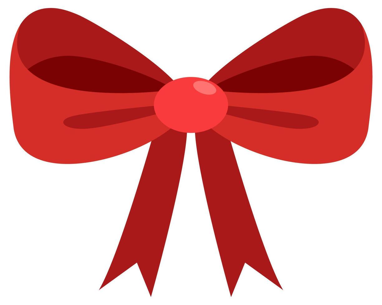 Red bow ribbon flat icon isolated on white background. vector