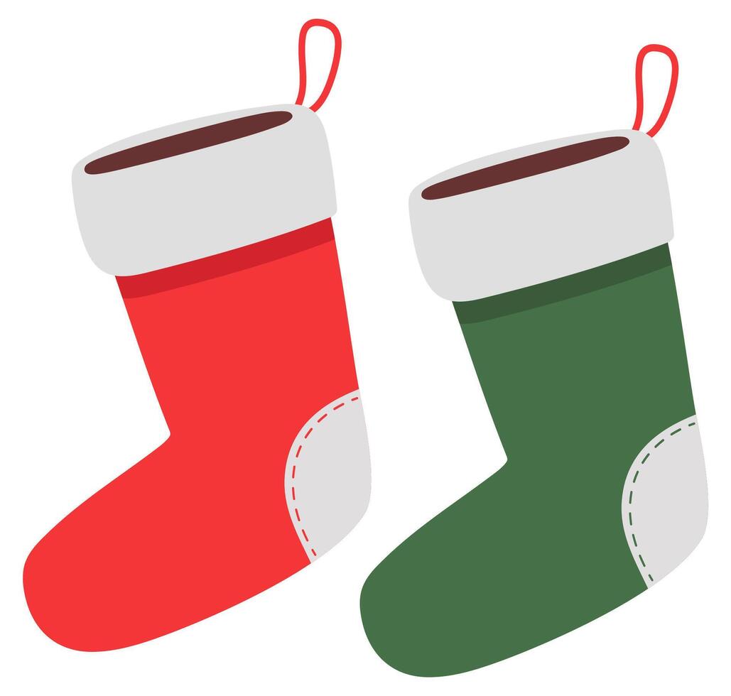 Christmas stockings in flat icon isolated on white background. vector