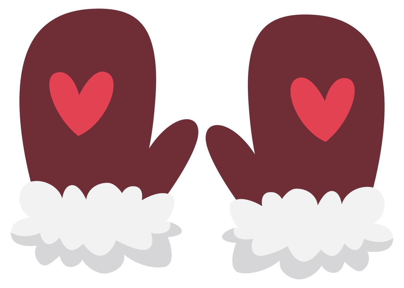 Warm knitted mittens flat icon isolated on white background. vector
