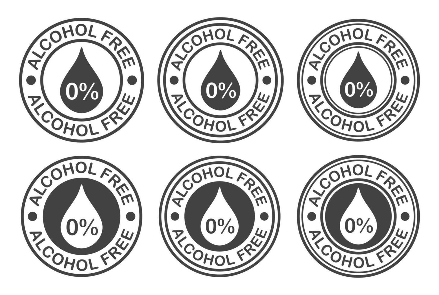 Alcohol free label icon symbol set. No alcohol icon logo sign. Non alcohol stamp. illustration image. Isolated on white background. vector