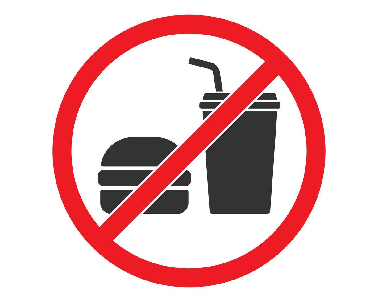 Do not eat or drink sign symbol icon. No eating or drinking logo. Prohibition, prohibited, not allowed, ban, forbidden. Isolated on white background. vector