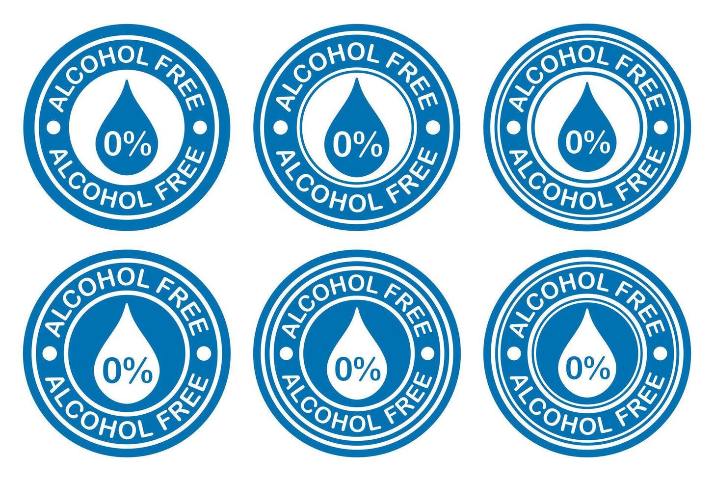 Alcohol free label icon symbol set. No alcohol icon logo sign. Non alcohol stamp. alcohol free illustration image. Isolated on white background. vector