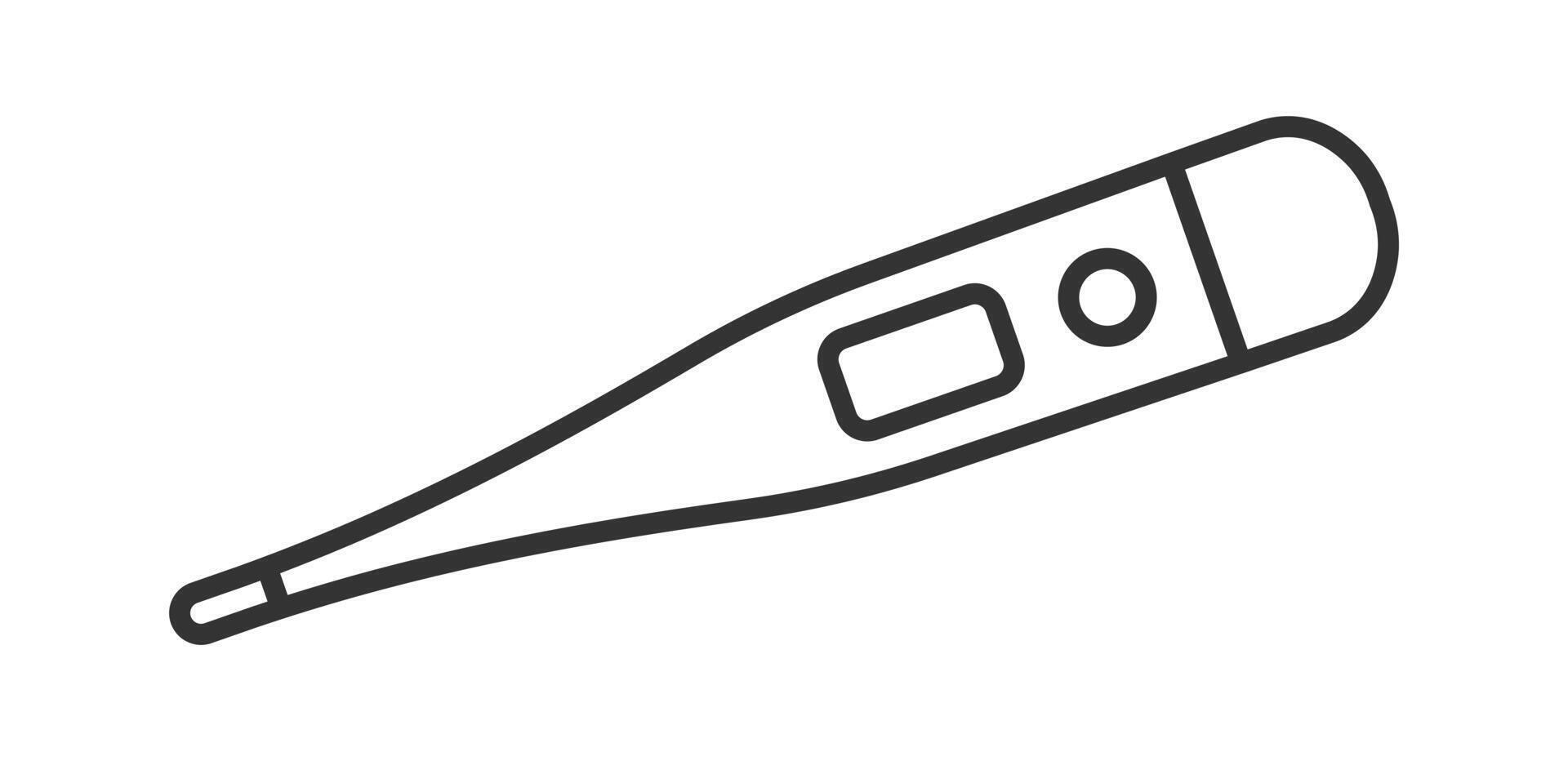 Thermometer icon symbol shape. Medical digital thermometer for fever measurement diagnostic logo sign. line art illustration image. Isolated on white background. vector