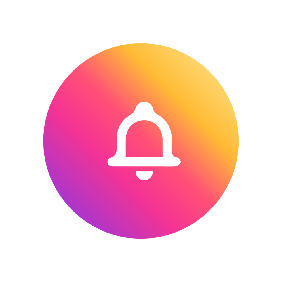 Bell Icon on gradient yellow and purple color png