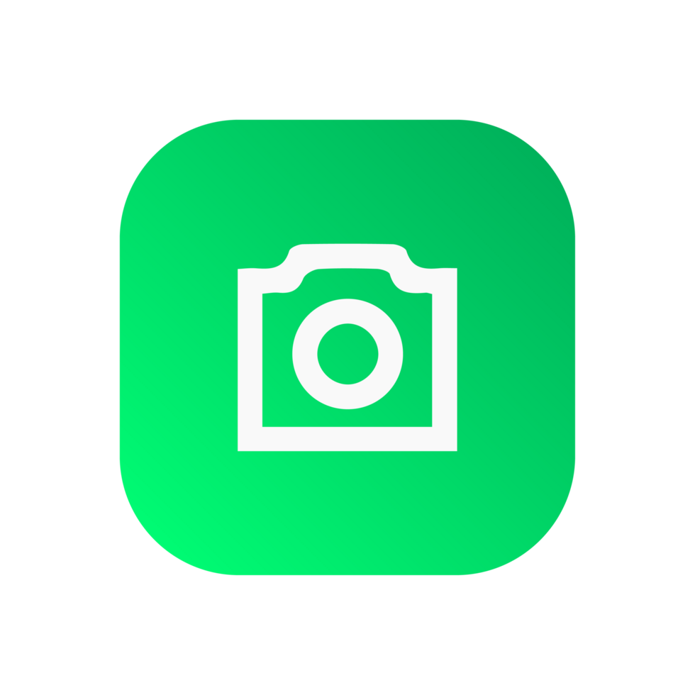 Camera Icon Photography on green shape gradient color png