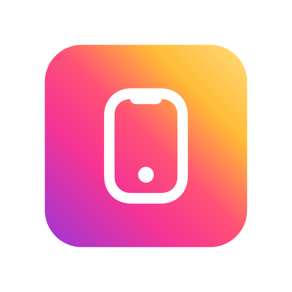 Phone Icon Mobile symbol on gradient yellow and purple color png