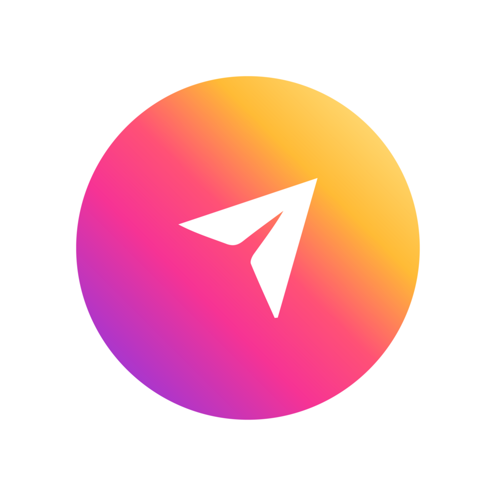 Send Icon Message on gradient yellow and purple color png