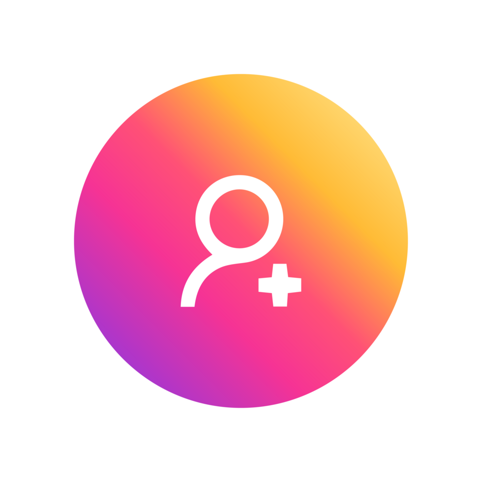Add Person Icon on gradient yellow and purple color png