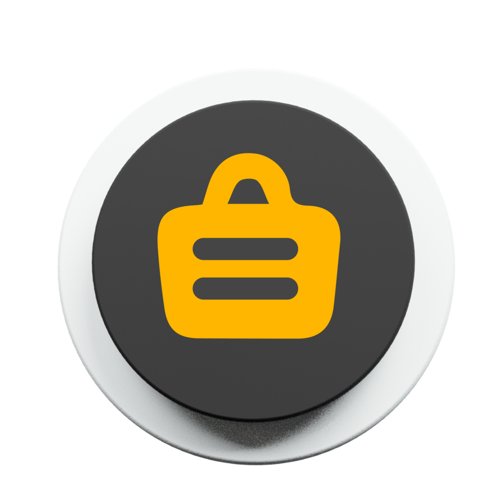 Handbag Icon on black 3d circle png