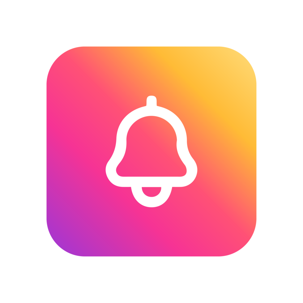 Bell Icon Notification on gradient yellow and purple color png